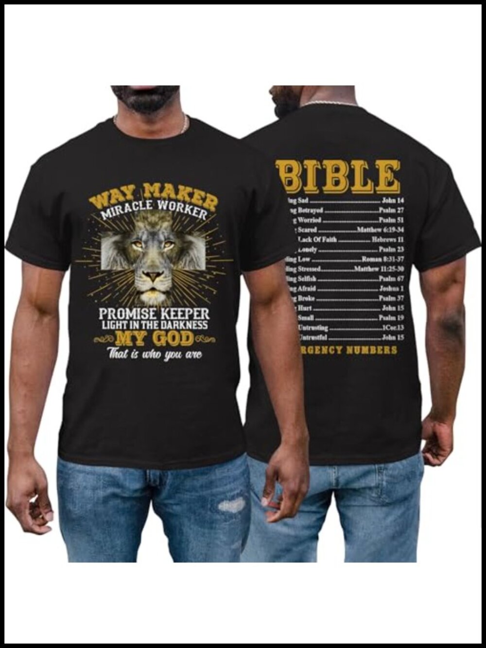 Christian Lion Graphic T-Shirt Faith Bible Verse Tee for Church